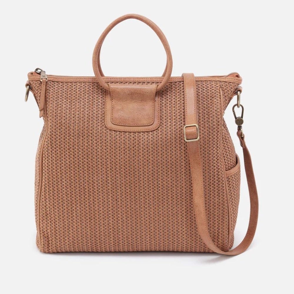 HOBO Sheila Raffia Tote with leather trim